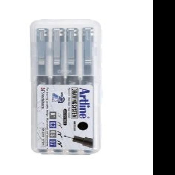 ESTILOGRAFO DESE. ARTLINE 0.10.30.50.7MM PAQ.4 NGO.E.12